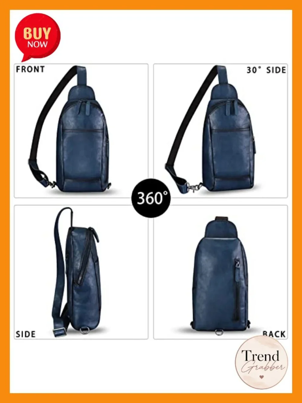 Genuine Leather Sling Bag Handmade Retro Crossbody Backpack Purse Hiking Daypack